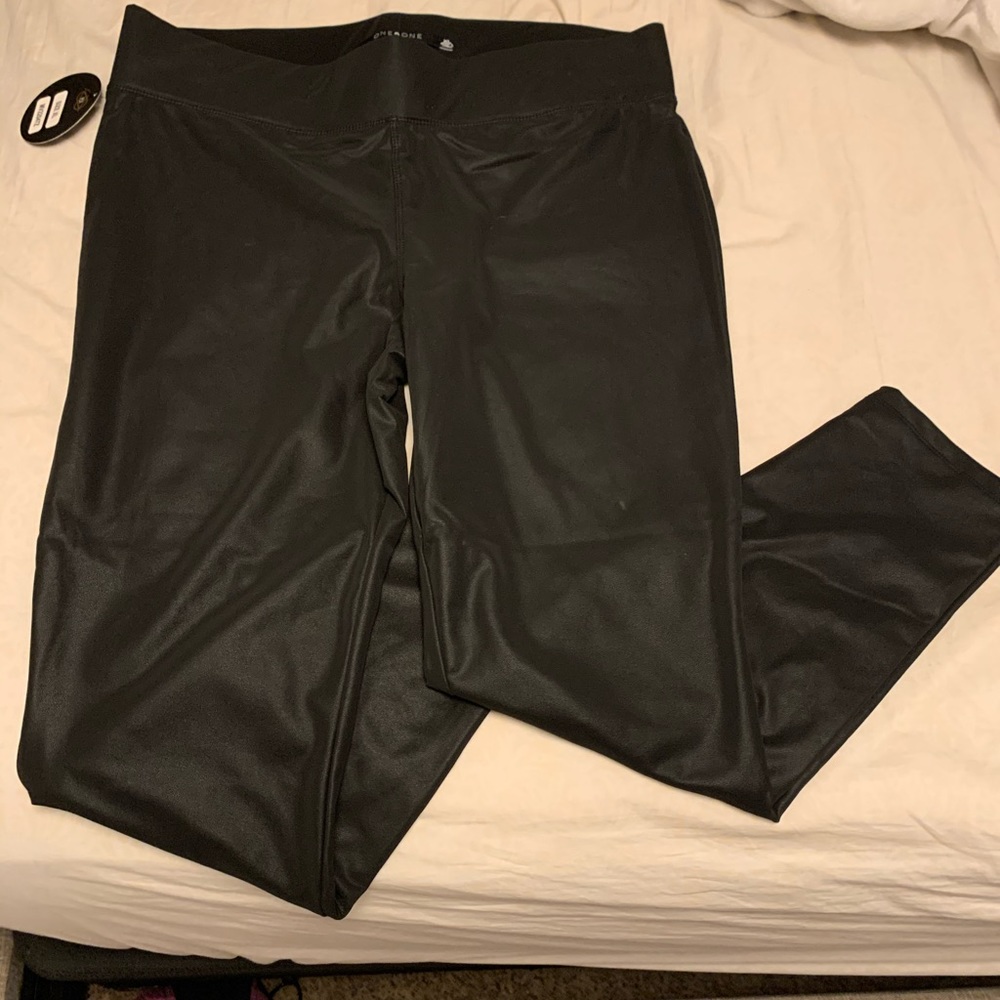 Leather look leggings from fashion nova